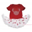 Red Baby Bodysuit Red Lips Pettiskirt & Sparkle Rhinestone Minnie Print JS4591